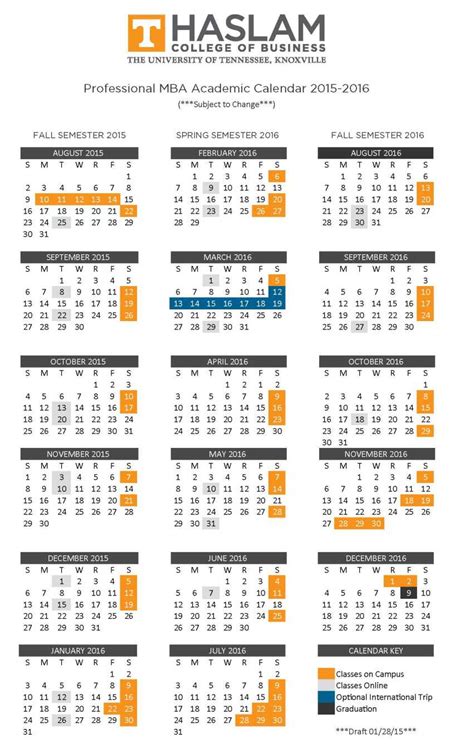 academic calendar utk